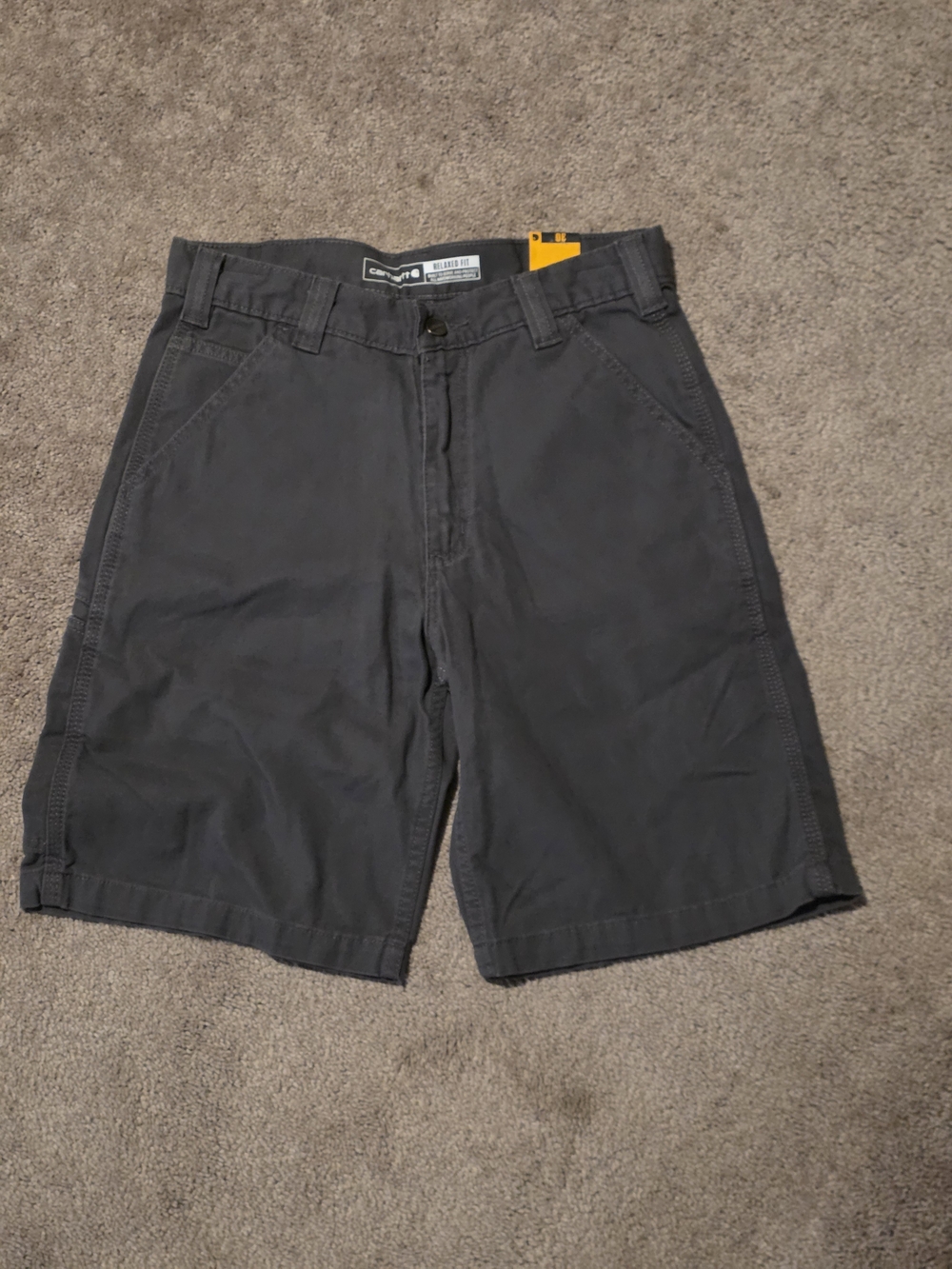 Carhartt Mens Rugged Flex Relaxed Fit Canvas Work Short Charcoal Size 30